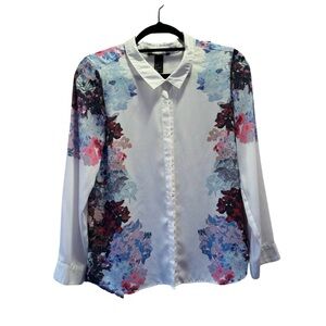 Vintage HM Gem Tone White Button Up Blouse